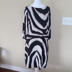 Chico's zebra print cold-shoulder black & white dress. NWT.